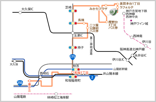大久保駅南出発コースのマップ