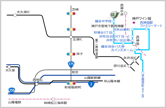 学園西町8丁目出発コースのマップ